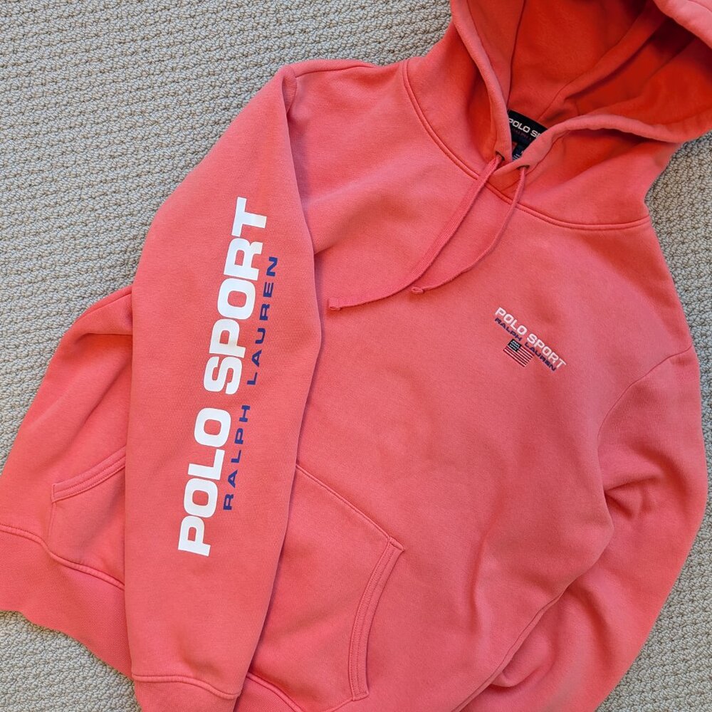 Polo Sport Ralph Lauren Hoodie Spell Out Sleeve 90s Y2K Medium
